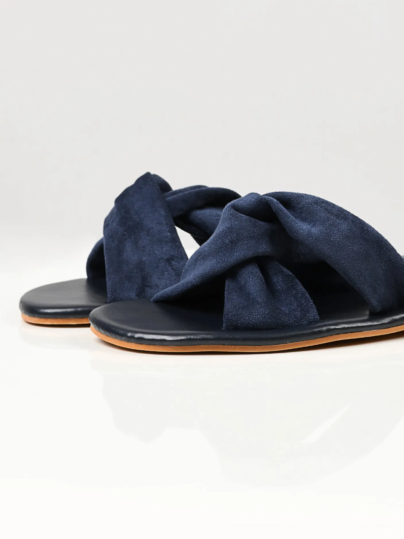 Knotted Suede Flats - Blue