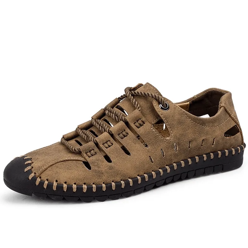 Lace-Up Leather Soft Sandals / Men's Outdoor Water Shoes - SF1085