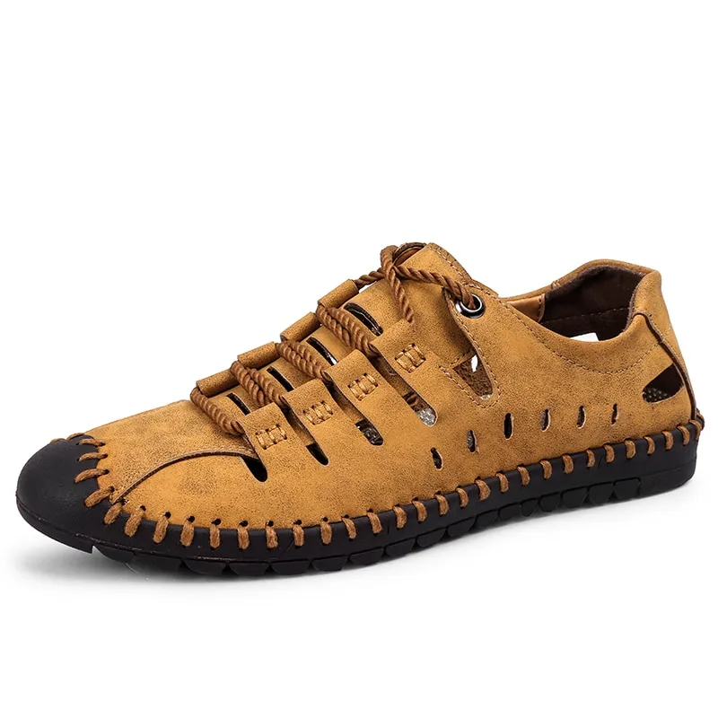 Lace-Up Leather Soft Sandals / Men's Outdoor Water Shoes - SF1085