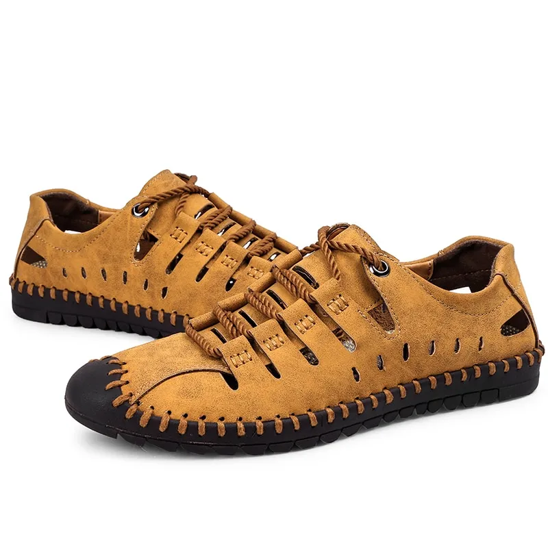 Lace-Up Leather Soft Sandals / Men's Outdoor Water Shoes - SF1085