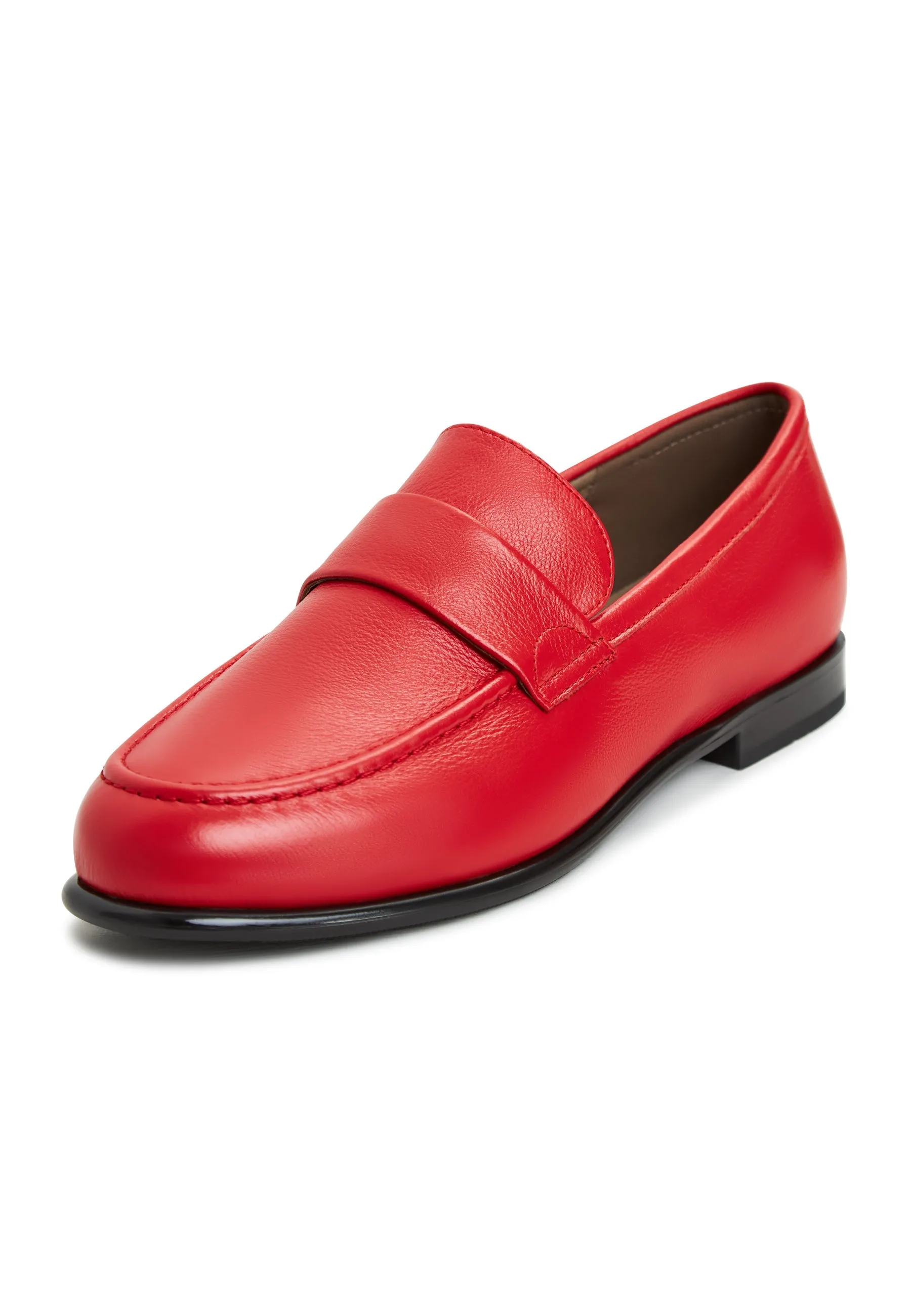 Leather Block Heeled Loafers Abigail - Red