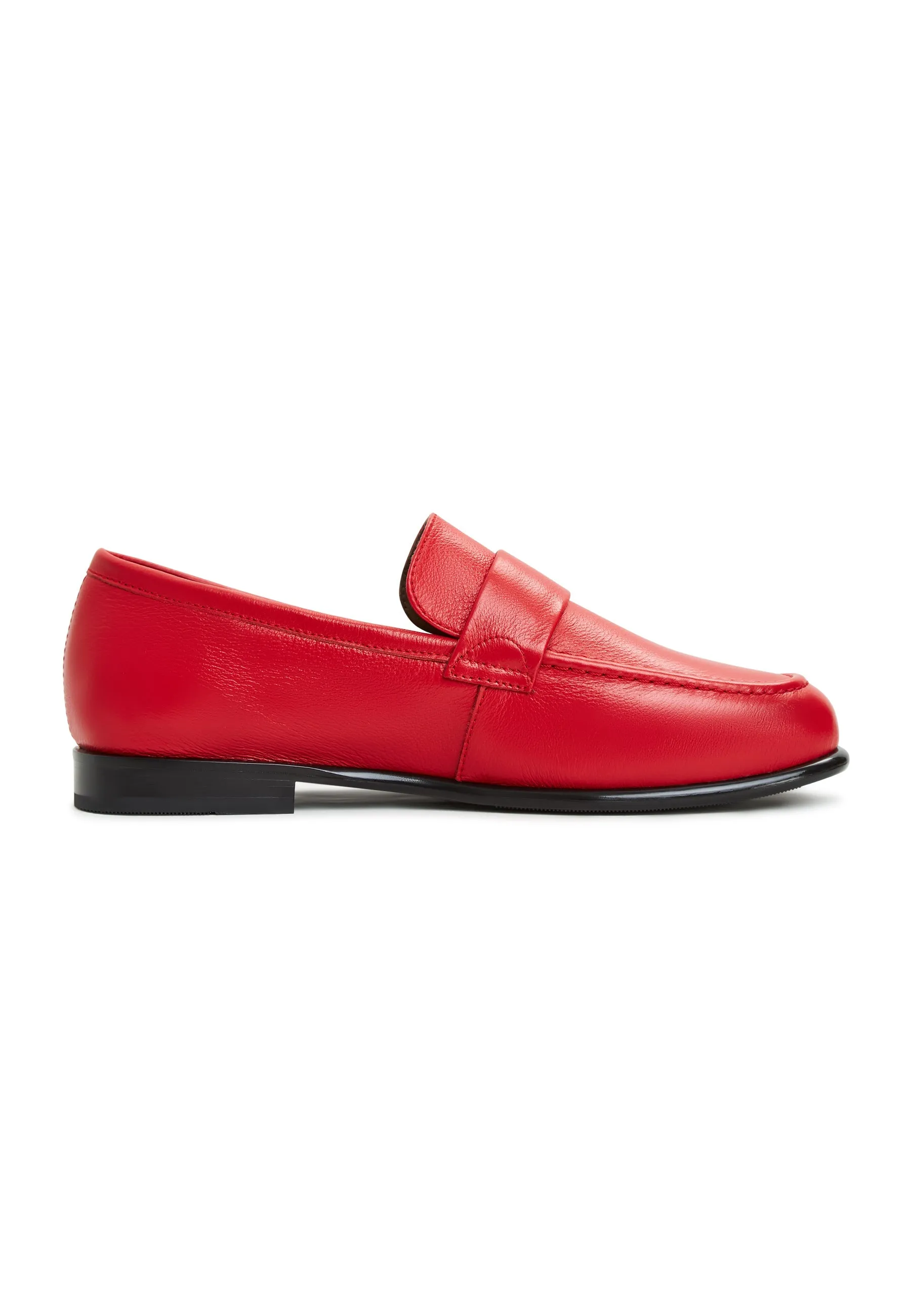 Leather Block Heeled Loafers Abigail - Red