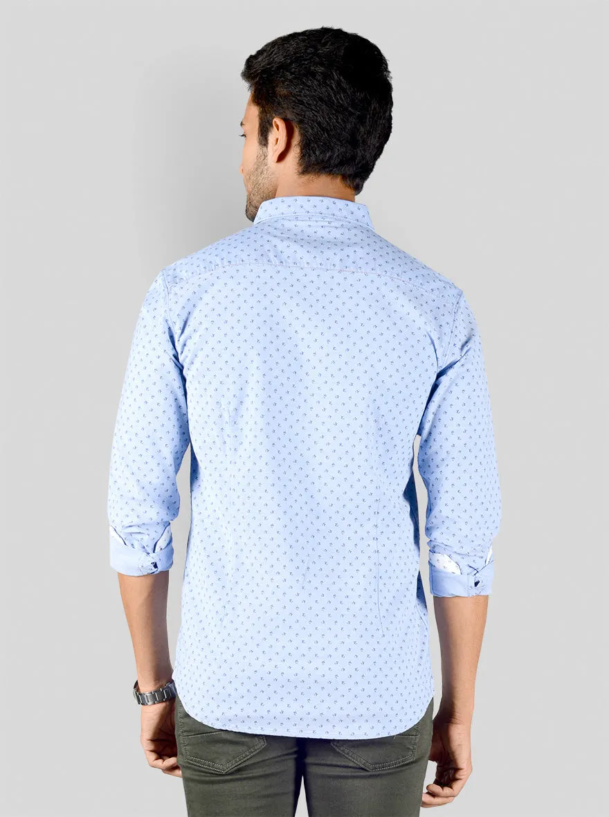 Light Blue Printed Slim Fit Casual Shirt | JadeBlue