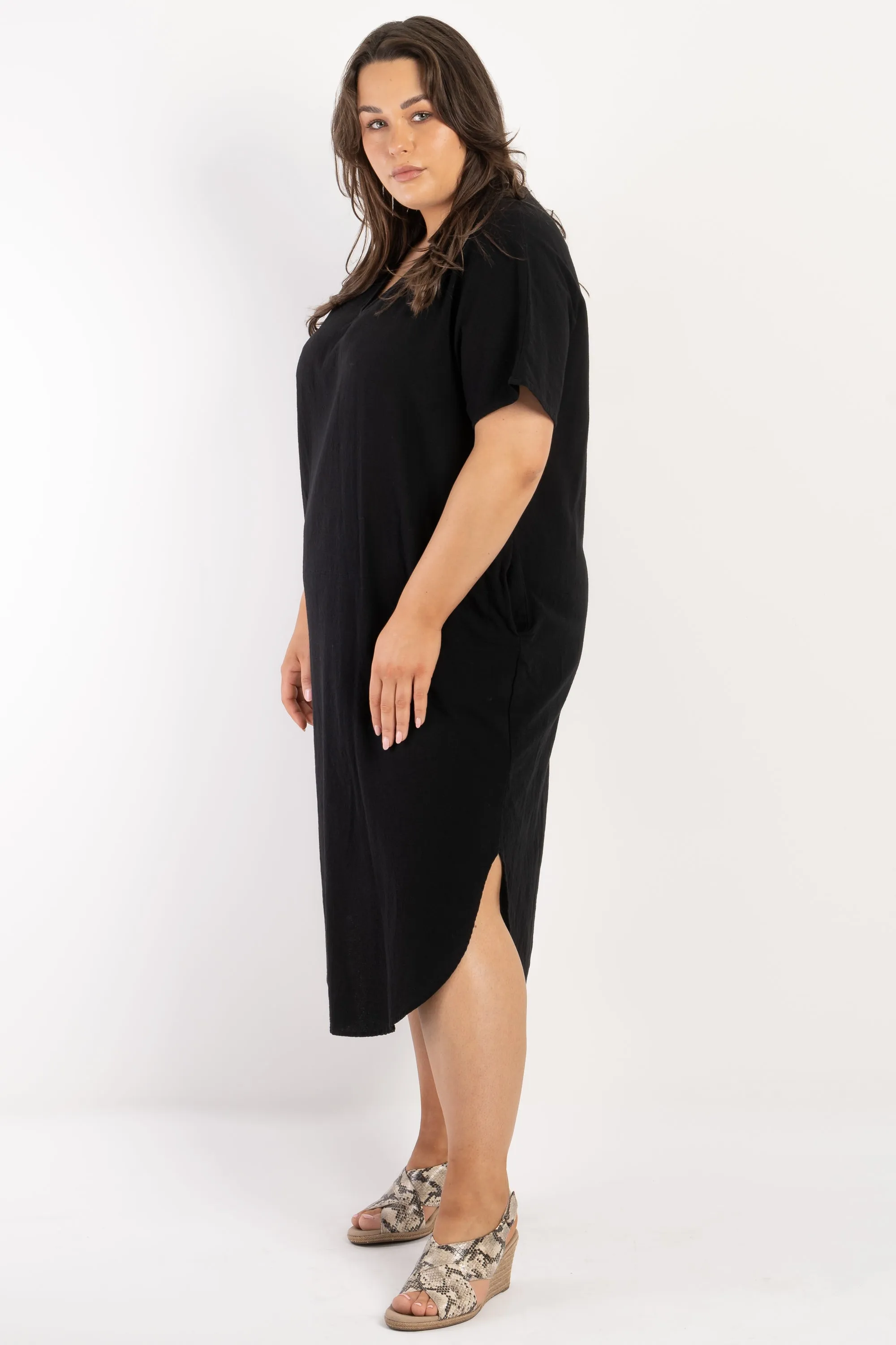 Love To Love You Linen Dress - Black