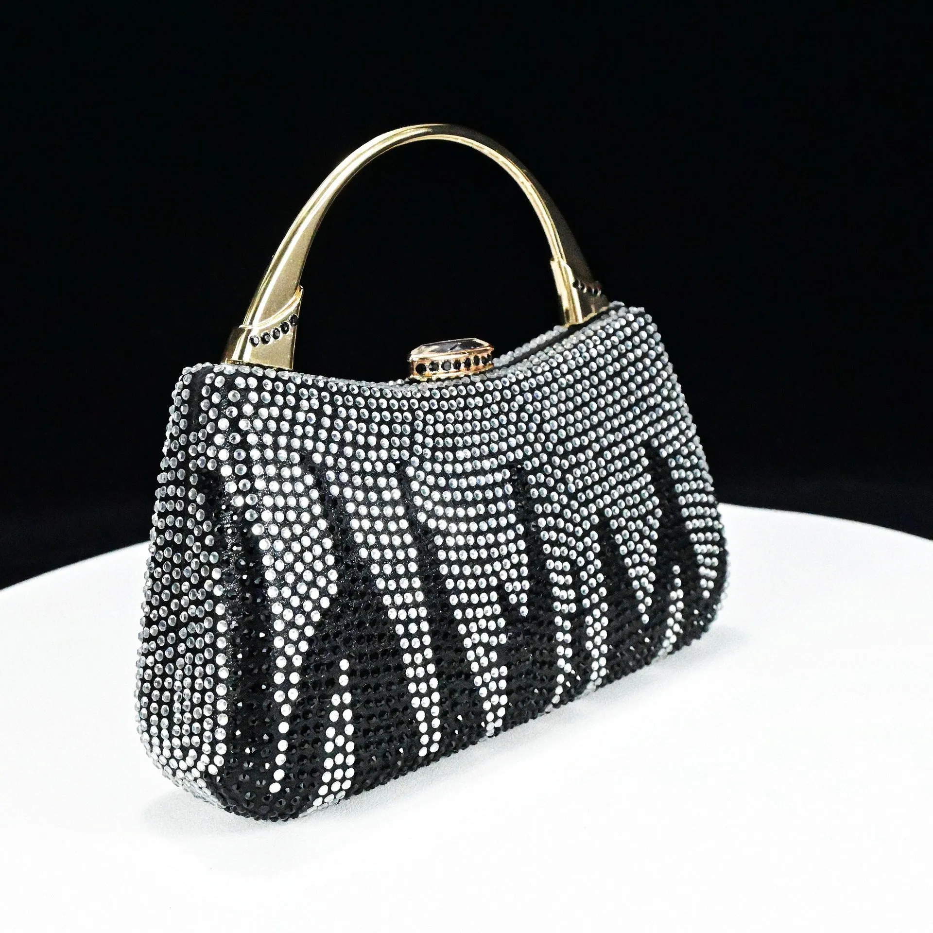 Low-Heeled Casual Daily Sandals With Handle Clutch Bag, Rhinestones Women Shoes Bag Set ,Beautiful Party Shoe Bag Set, Rhinestone Decoration Women’s Shoe Bag Set WL 21400