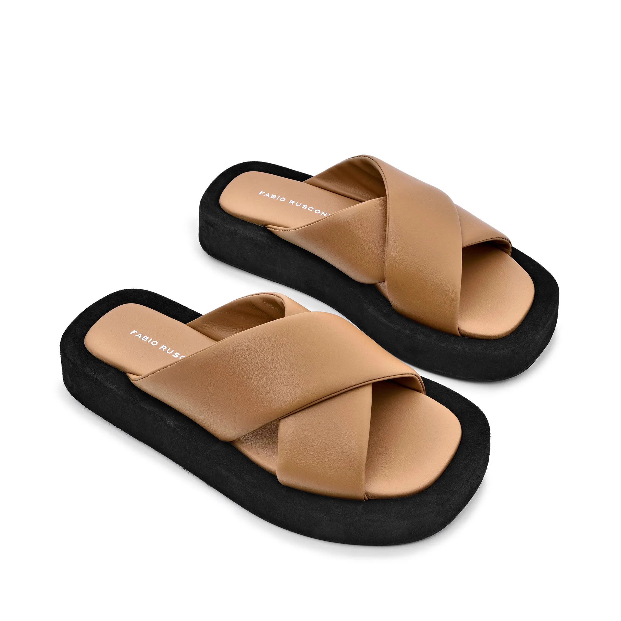 Luna Beige Leather Flat Sandals