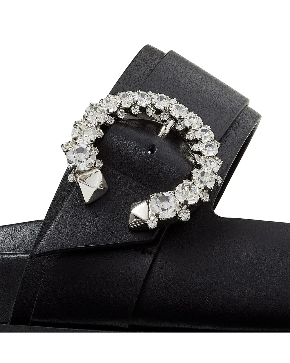 Marga Black Vachetta Sandal with Crystal Buckle