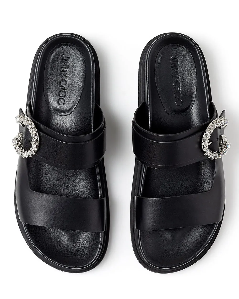 Marga Black Vachetta Sandal with Crystal Buckle