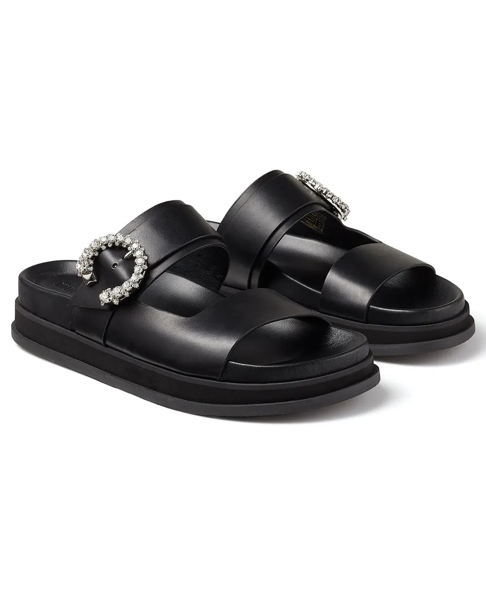 Marga Black Vachetta Sandal with Crystal Buckle