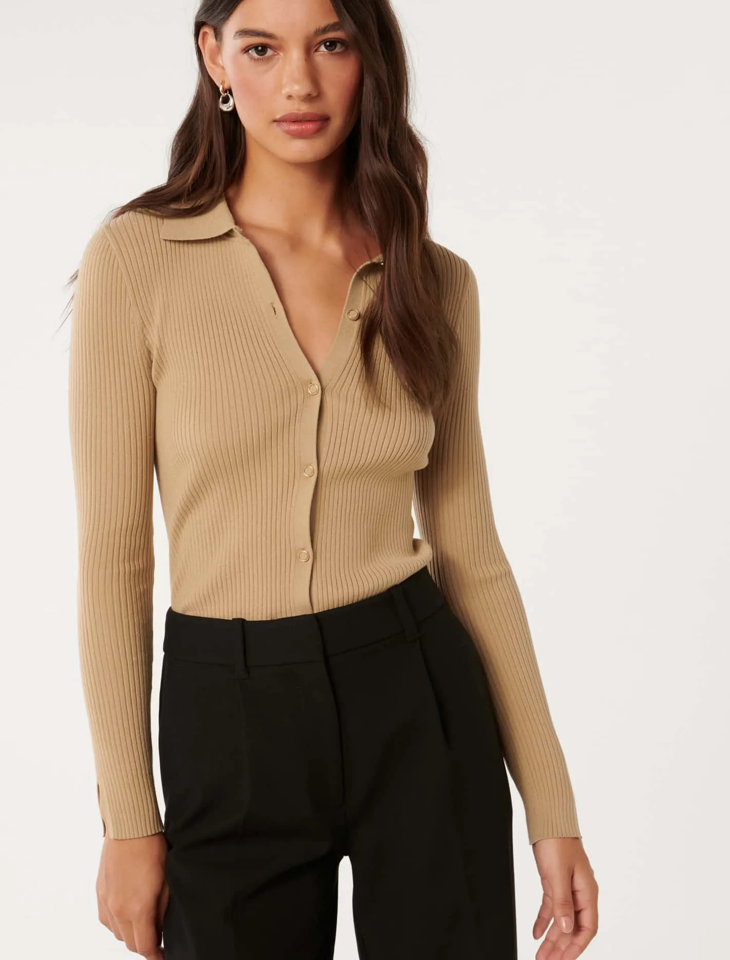 Marlowe Button Through Polo Knit Top