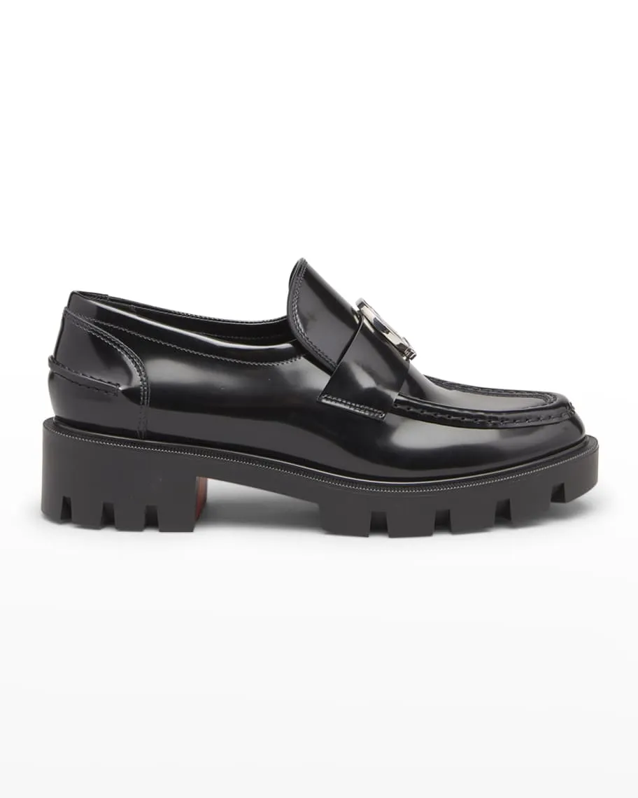 Medallion Christian Louboutin patent leather loafers with red sole