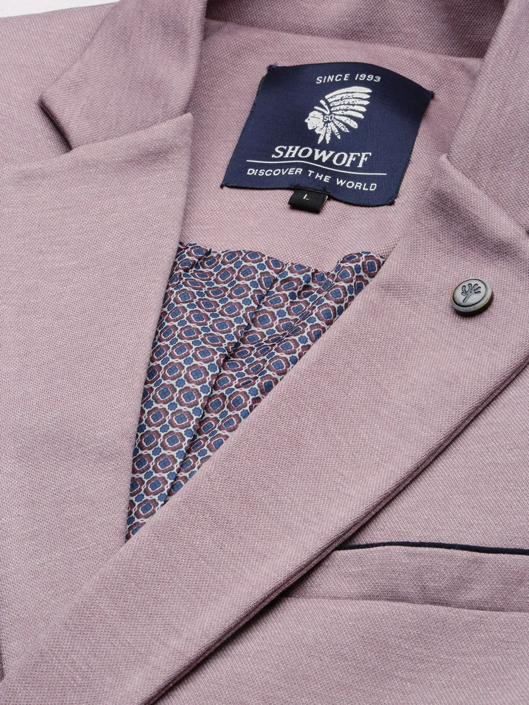 Men Mauve Solid Casual Blazers