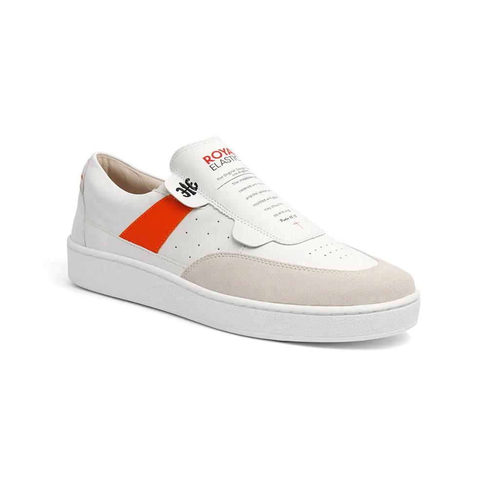 Men's Pastor White Orange Leather Sneakers 01891-002