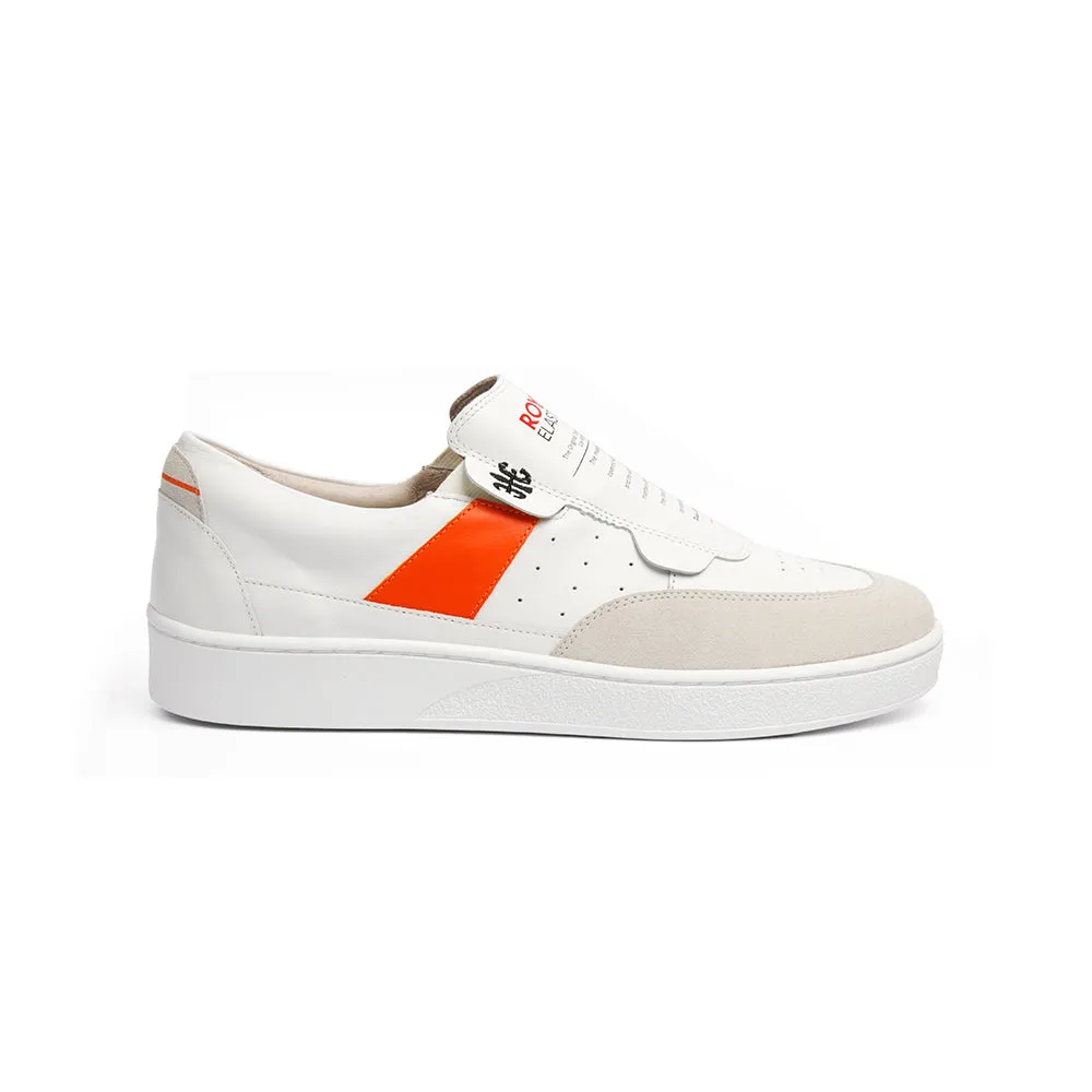 Men's Pastor White Orange Leather Sneakers 01891-002