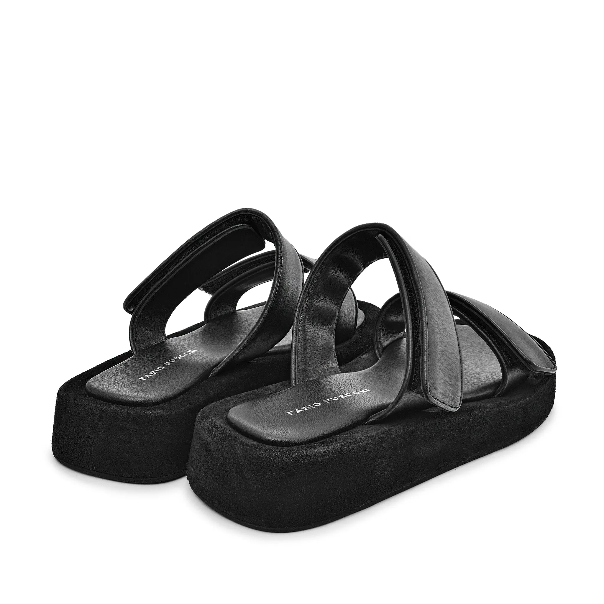 Mila Black Leather Straps Sandals