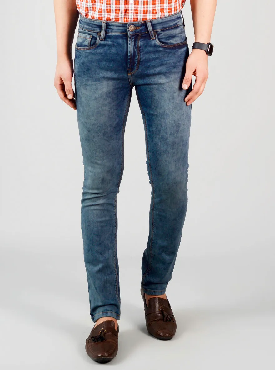 Monument Blue Washed Straight Fit Jeans | JadeBlue