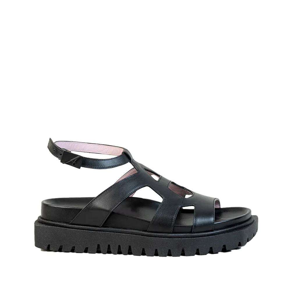 Nami Black Leather Sandals