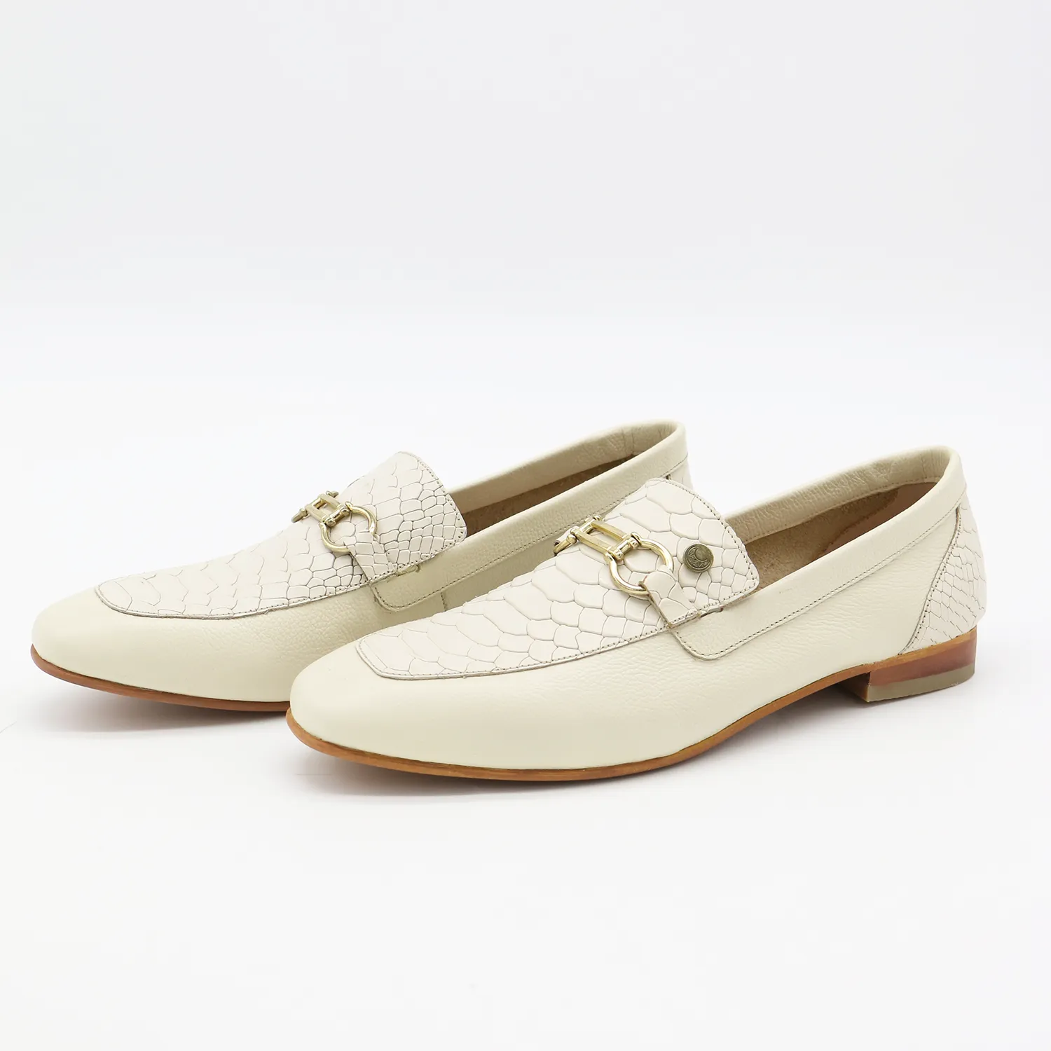 Natural loafers in off white leather womens shoes