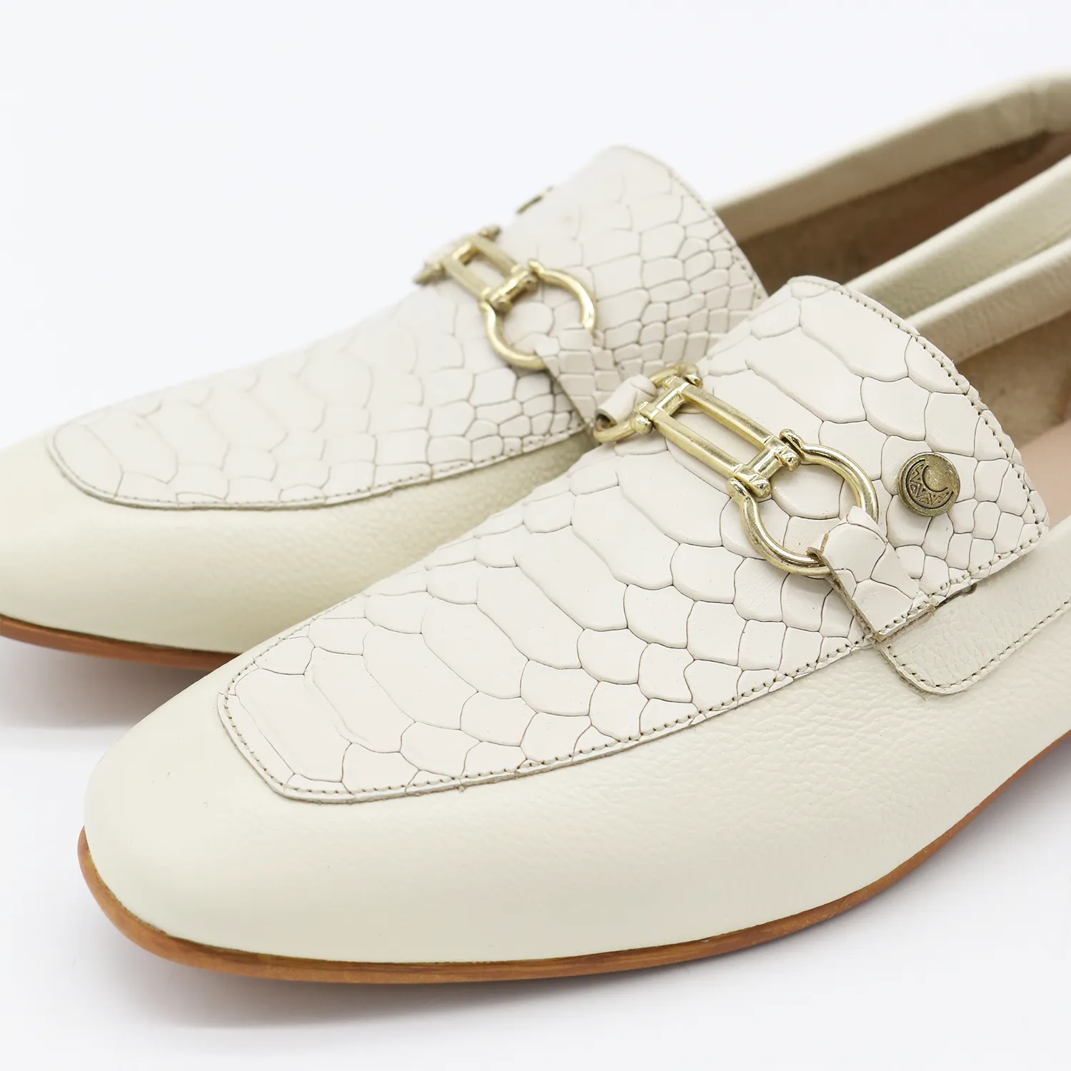 Natural loafers in off white leather womens shoes