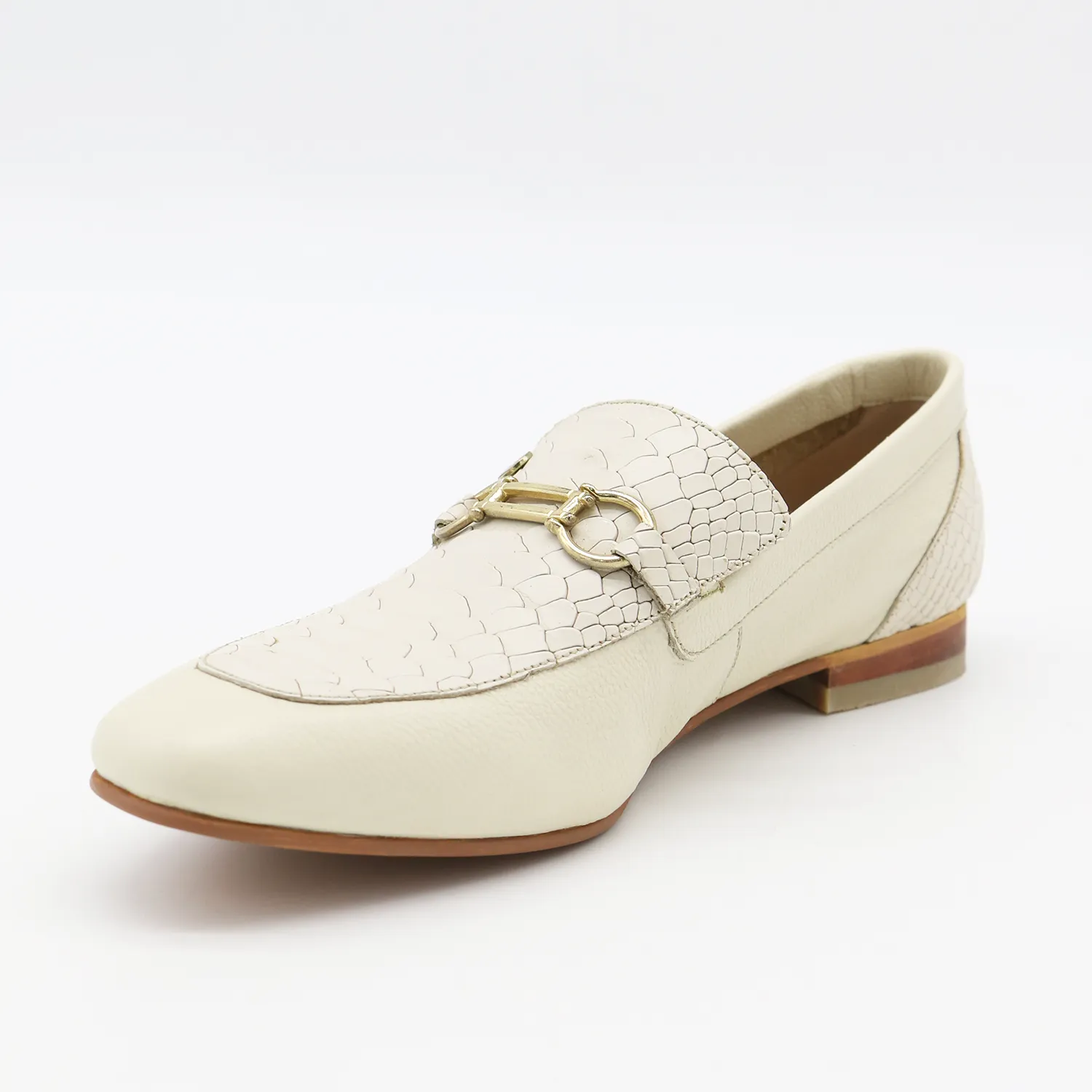 Natural loafers in off white leather womens shoes