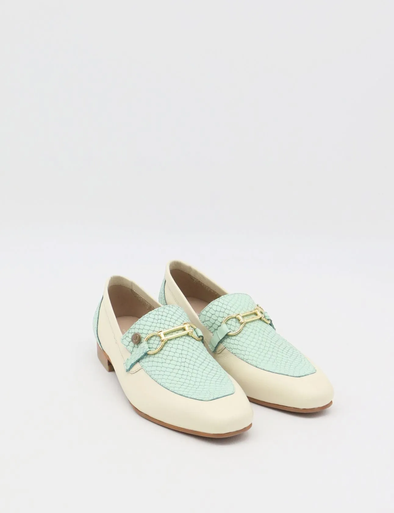 Natural loafers in off white turquoise leather womens shoes