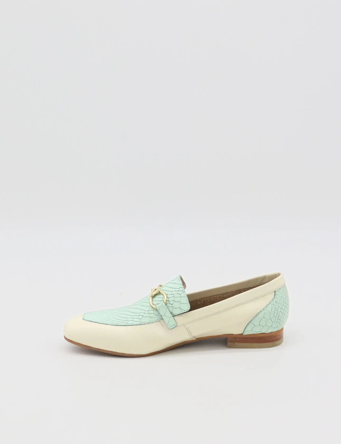 Natural loafers in off white turquoise leather womens shoes