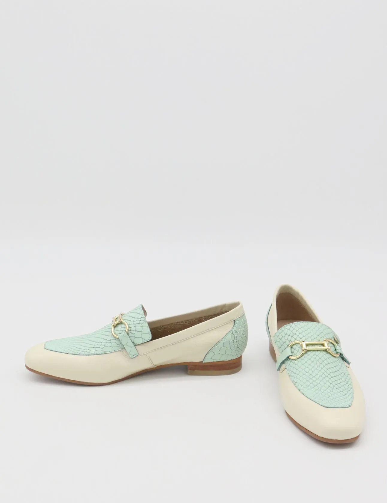 Natural loafers in off white turquoise leather womens shoes