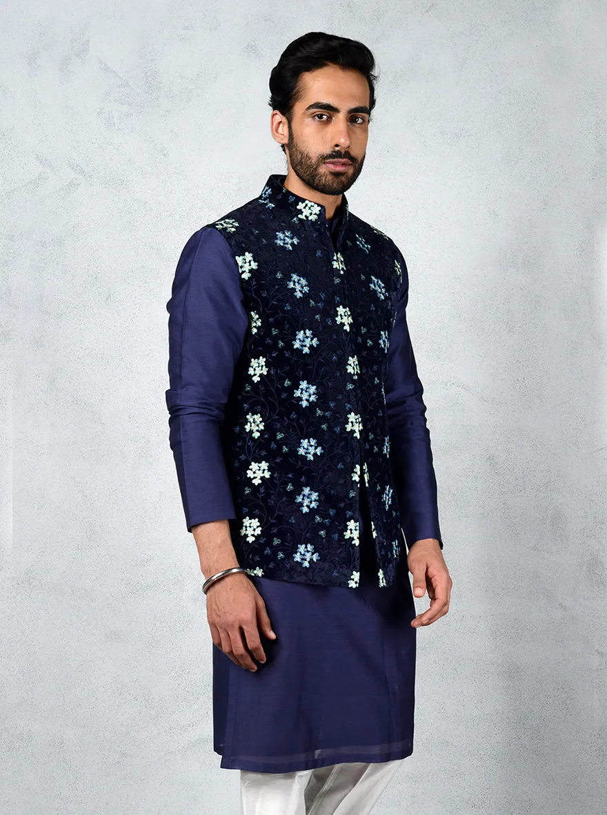 Navy Blue Bandhgala Jacket | TULA