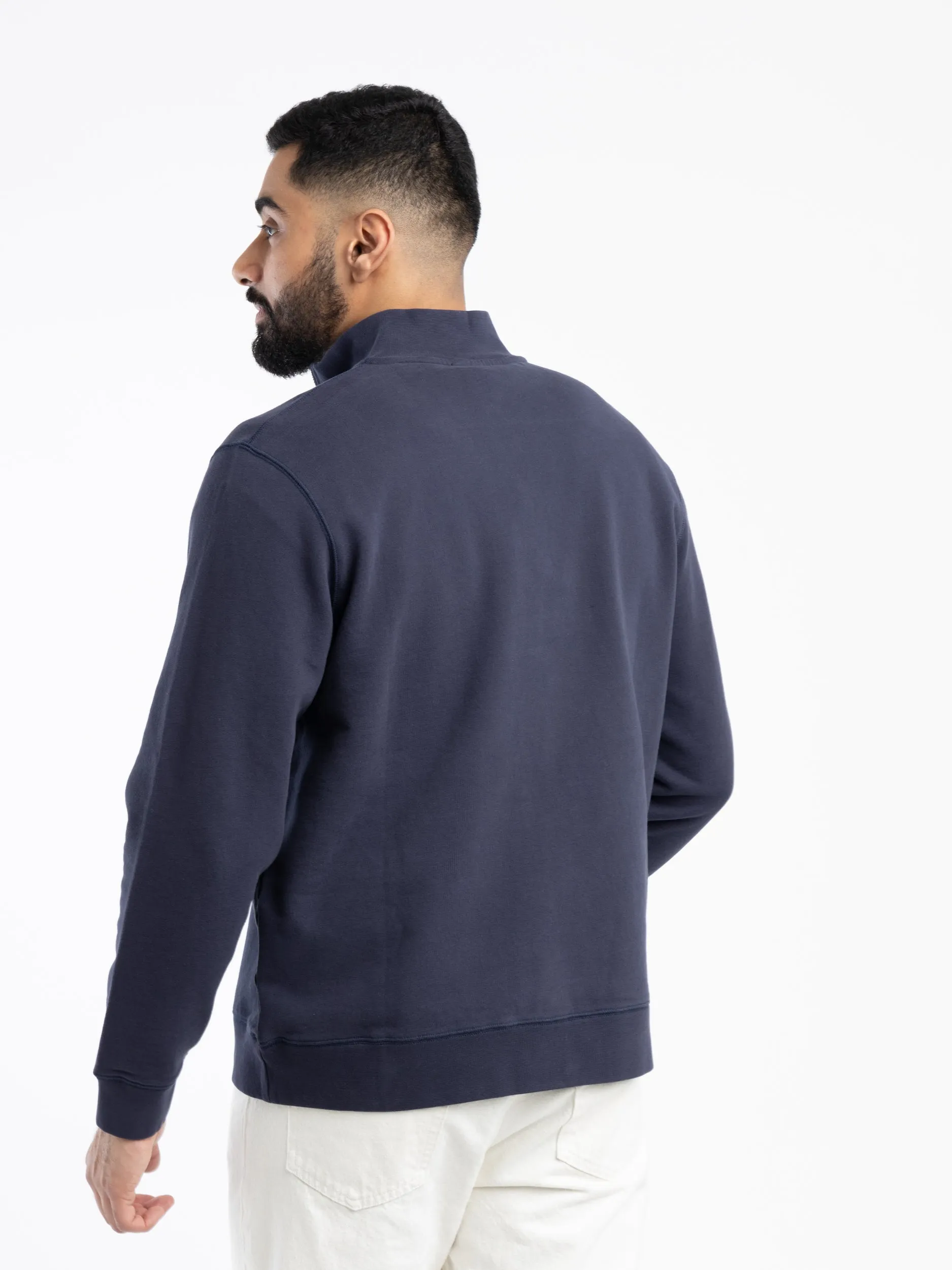 Navy Half Zip Loopback Sweatshirt