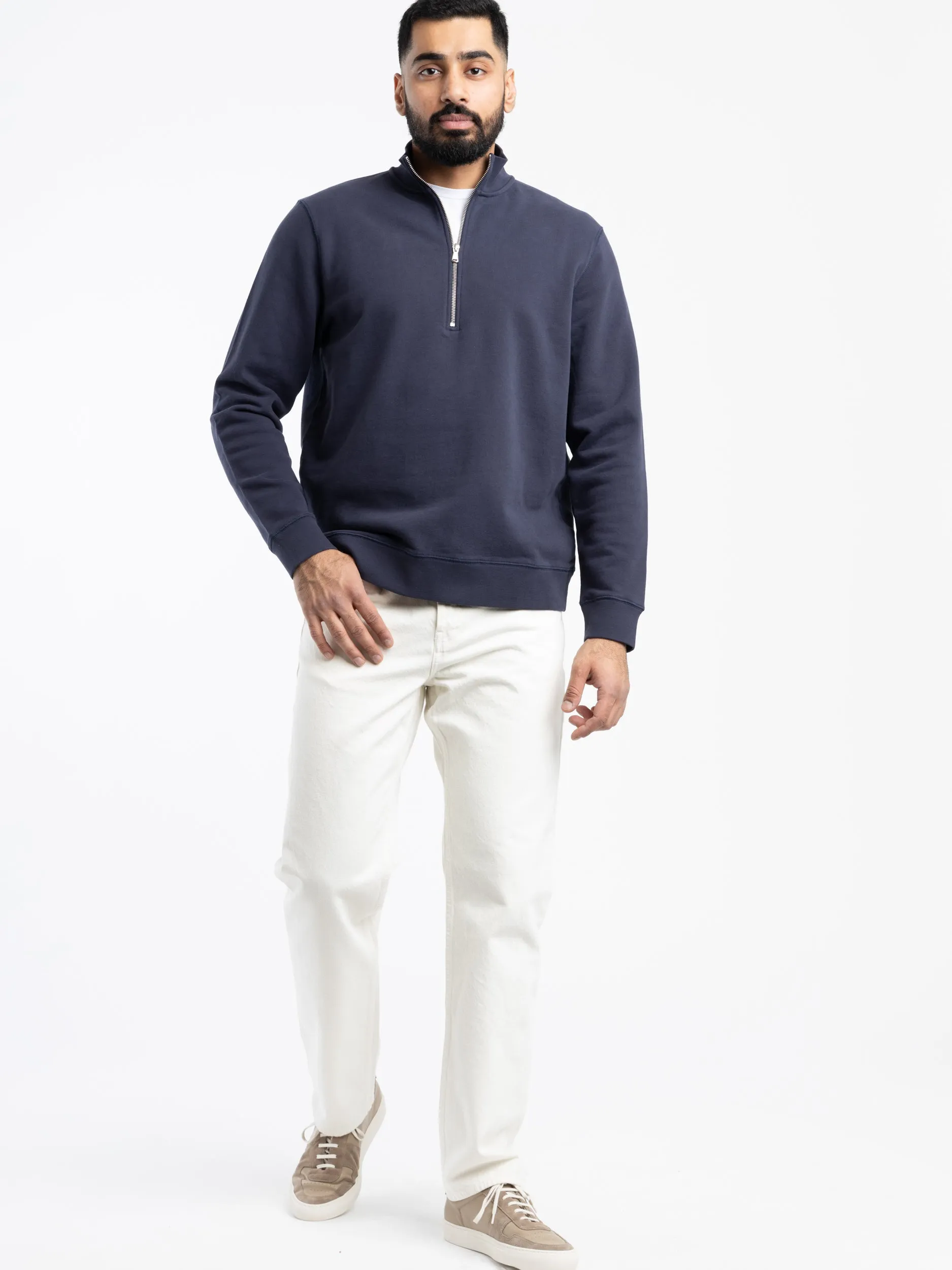 Navy Half Zip Loopback Sweatshirt