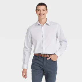 New - Men's Gingham Check Performance Dress Long Sleeve Button-Down Shirt - Goodfellow & Co Silver Gray S