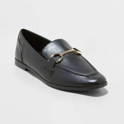 New - Women's Laurel Wide Width Loafer Flats - A New Day Black 8.5W