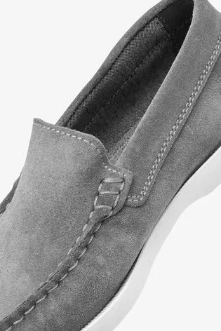 Next Boys Grey Leather Penny Loafers