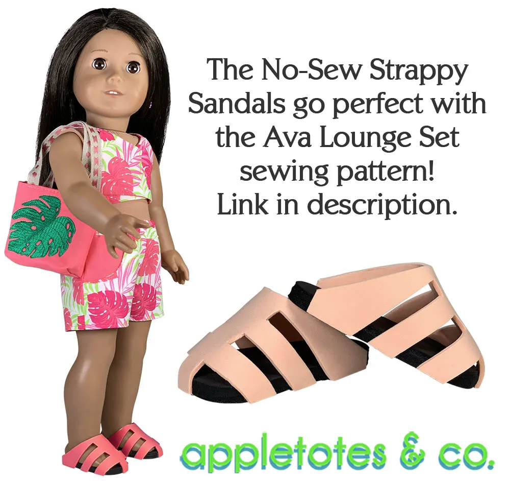 No-Sew Strappy Sandals Sewing Pattern for 18 Inch Dolls