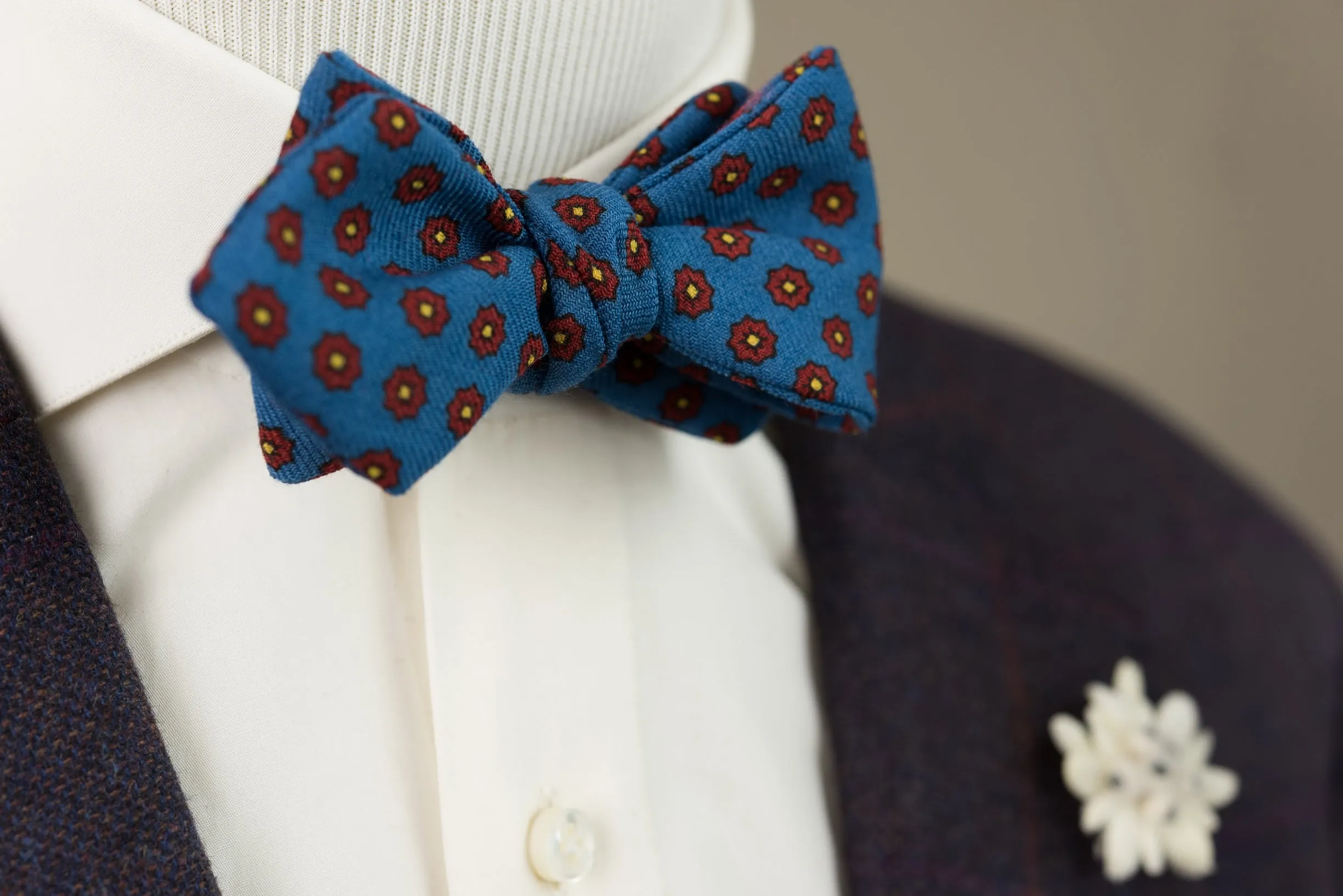 Petrol Blue Macclesfield Neats Silk Bow Tie