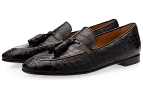 PHILIPPE CROCODILE BLACK LOAFERS