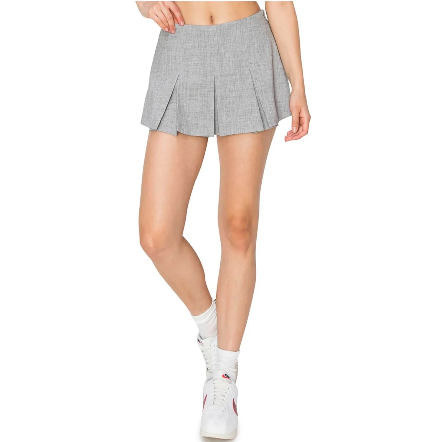 Pleated Mini Skort - Grey