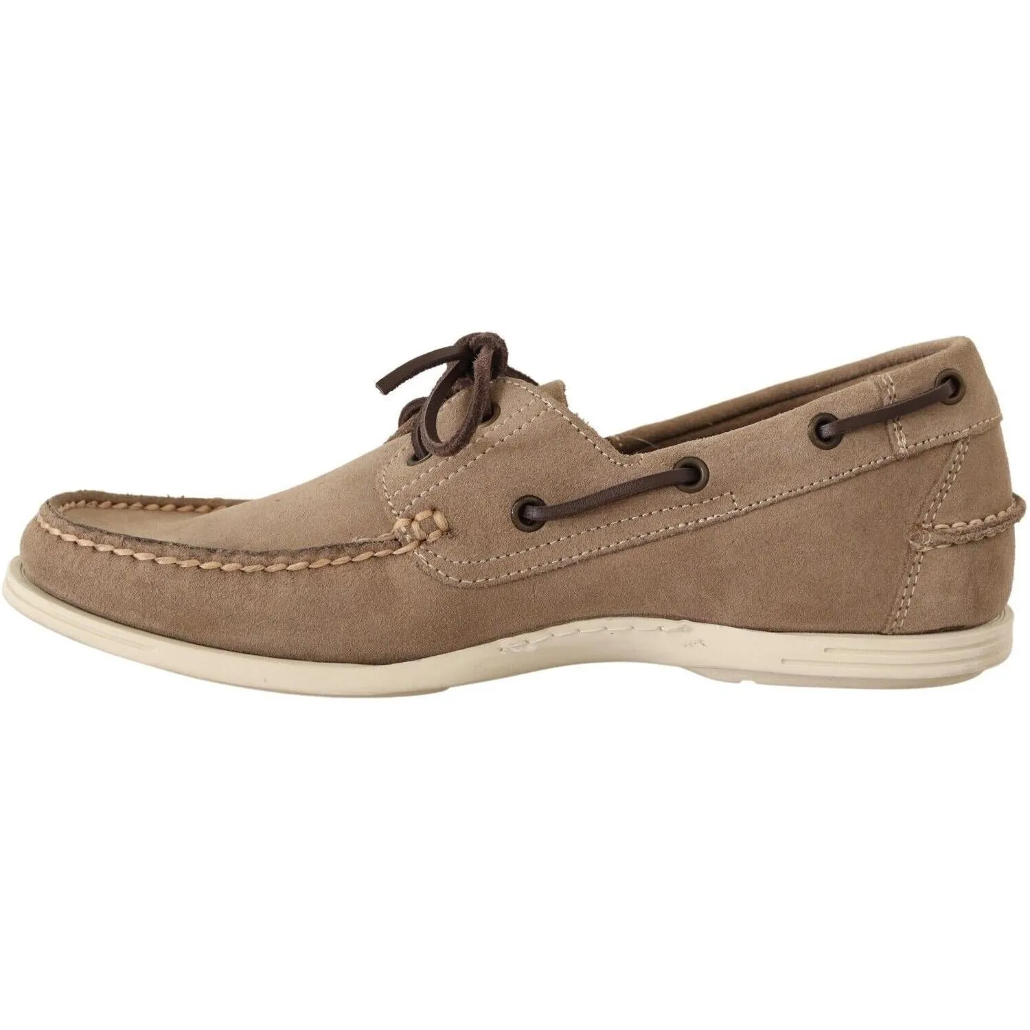 Pollini Elegant Beige Suede Moccasins for the Discerning Gentleman