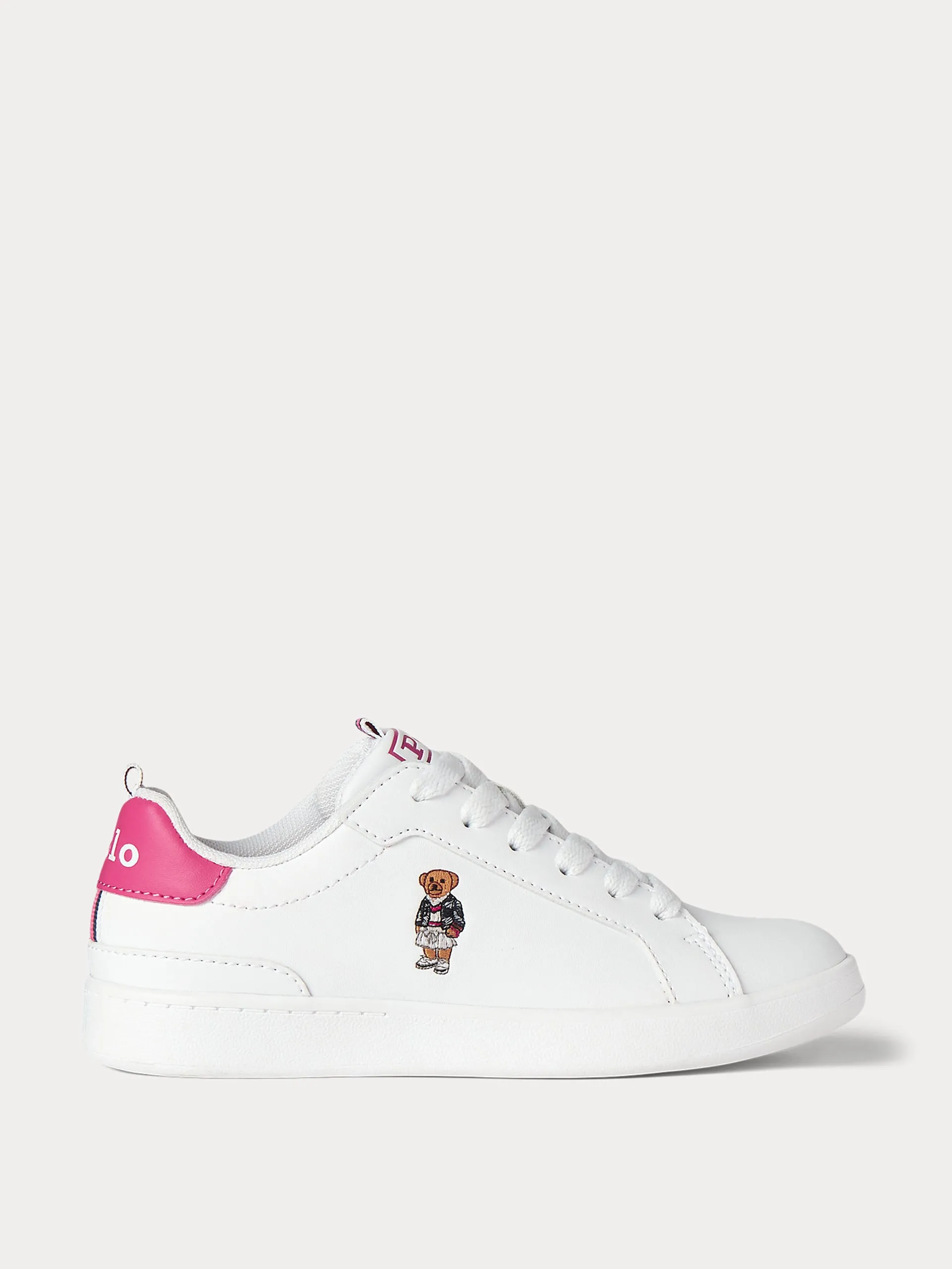 Polo bear faux-leather trainers