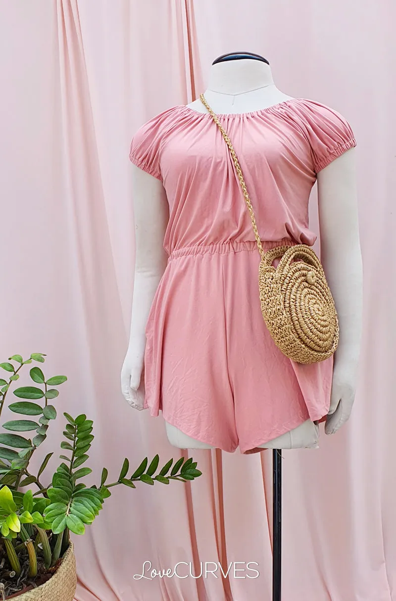 Puff Sleeves Romper - Blush