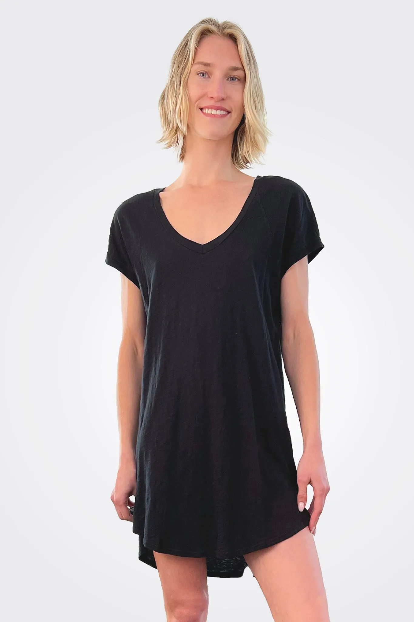 Raglan T Shirt Dress - Black