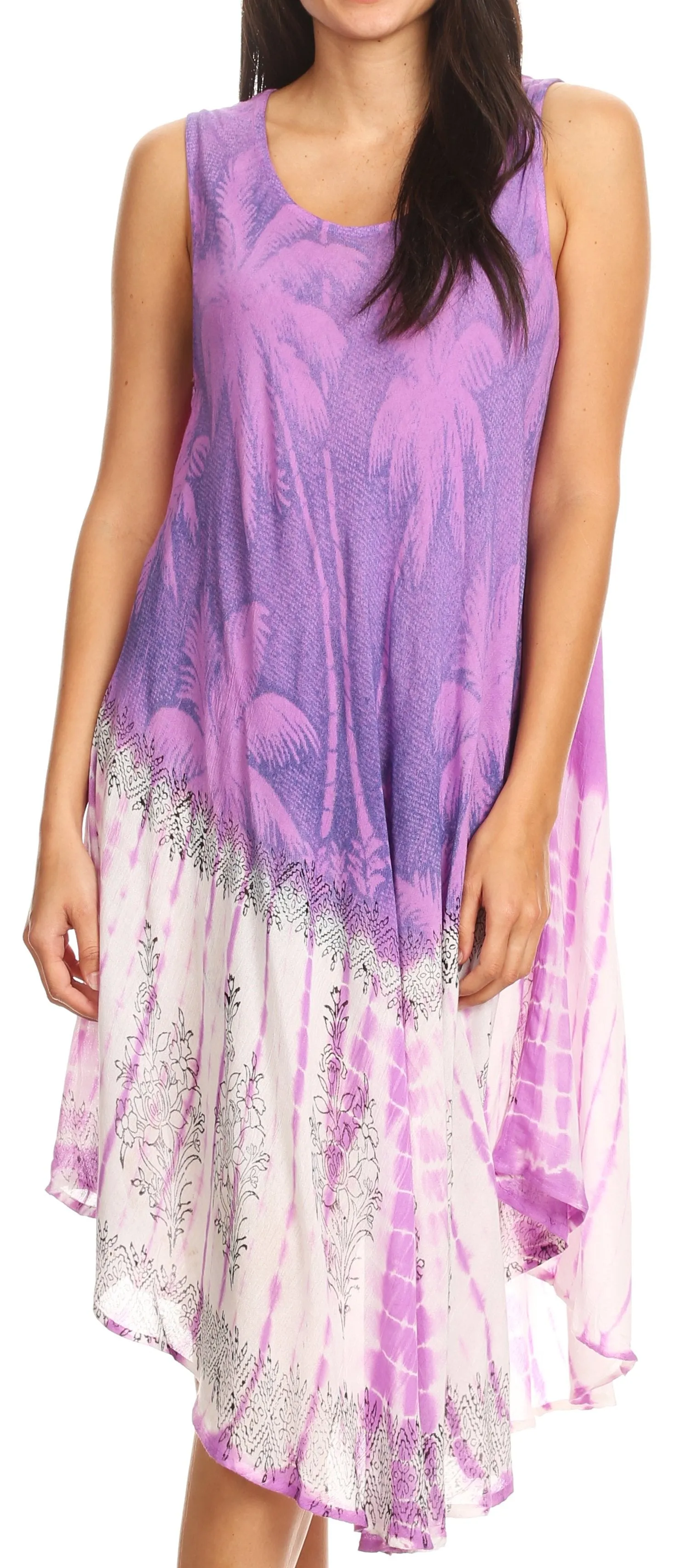 Sakkas Farzana Women Sleeveless Summer Caftan Midi Dress Tie-dye Light and Fresh