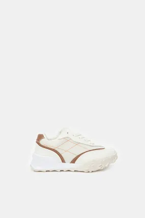 Senior Girls Beige Chunky Trainer