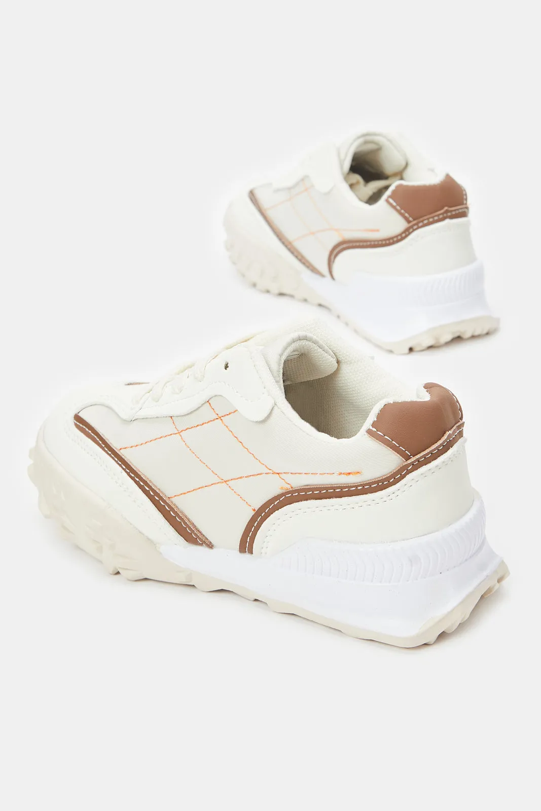 Senior Girls Beige Chunky Trainer