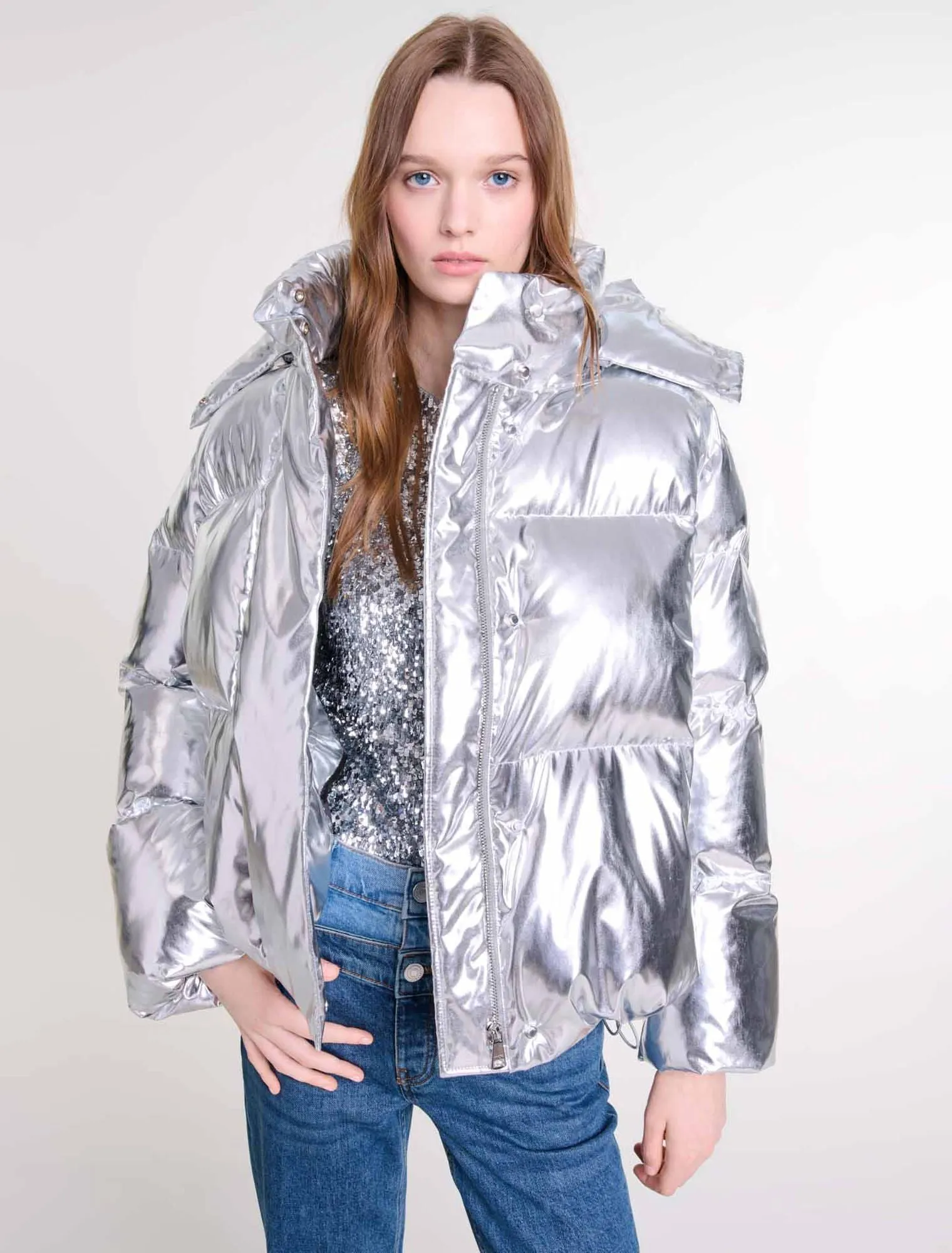 Silver hooded jacket