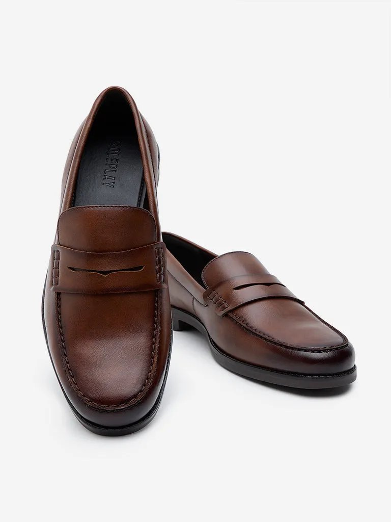 SOLEPLAY Dark Tan Formal Penny Loafers