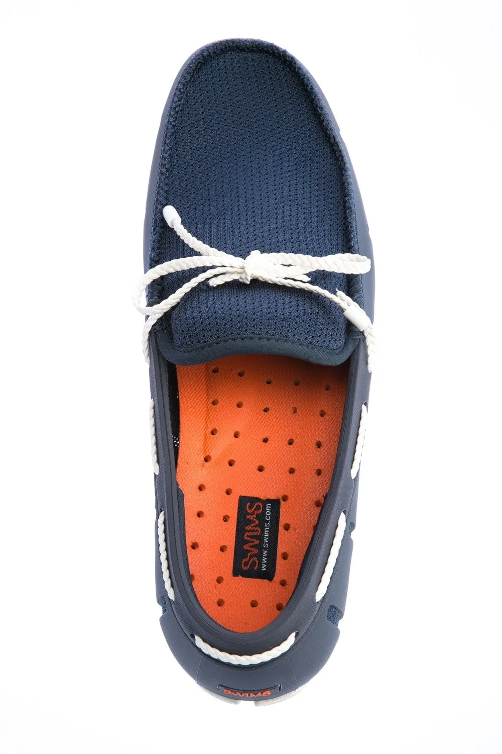 Swims Braided Lace Loafer Shoe in Navy & White