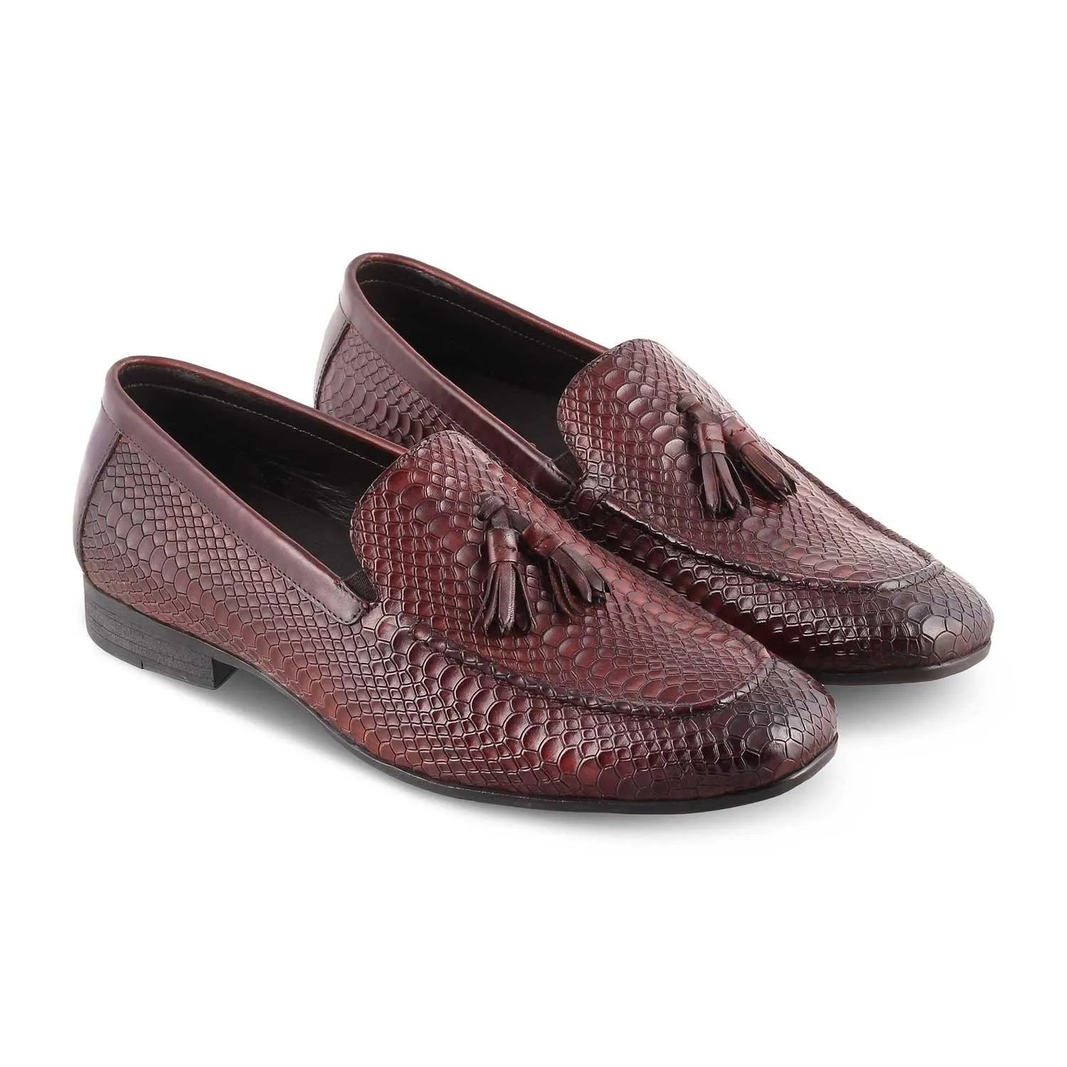 The Cytas Brown Men's Leather Tassel Loafers Tresmode