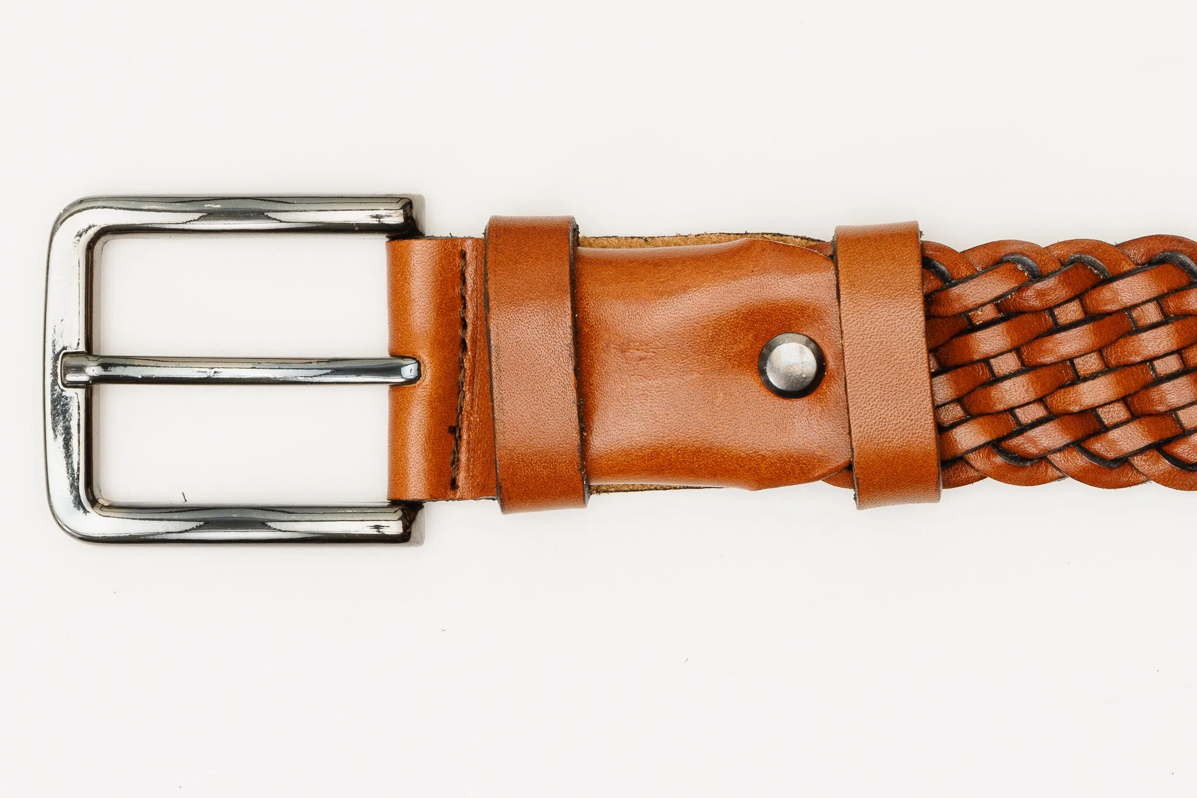 The Grand Woven Tan Color Leather Belt