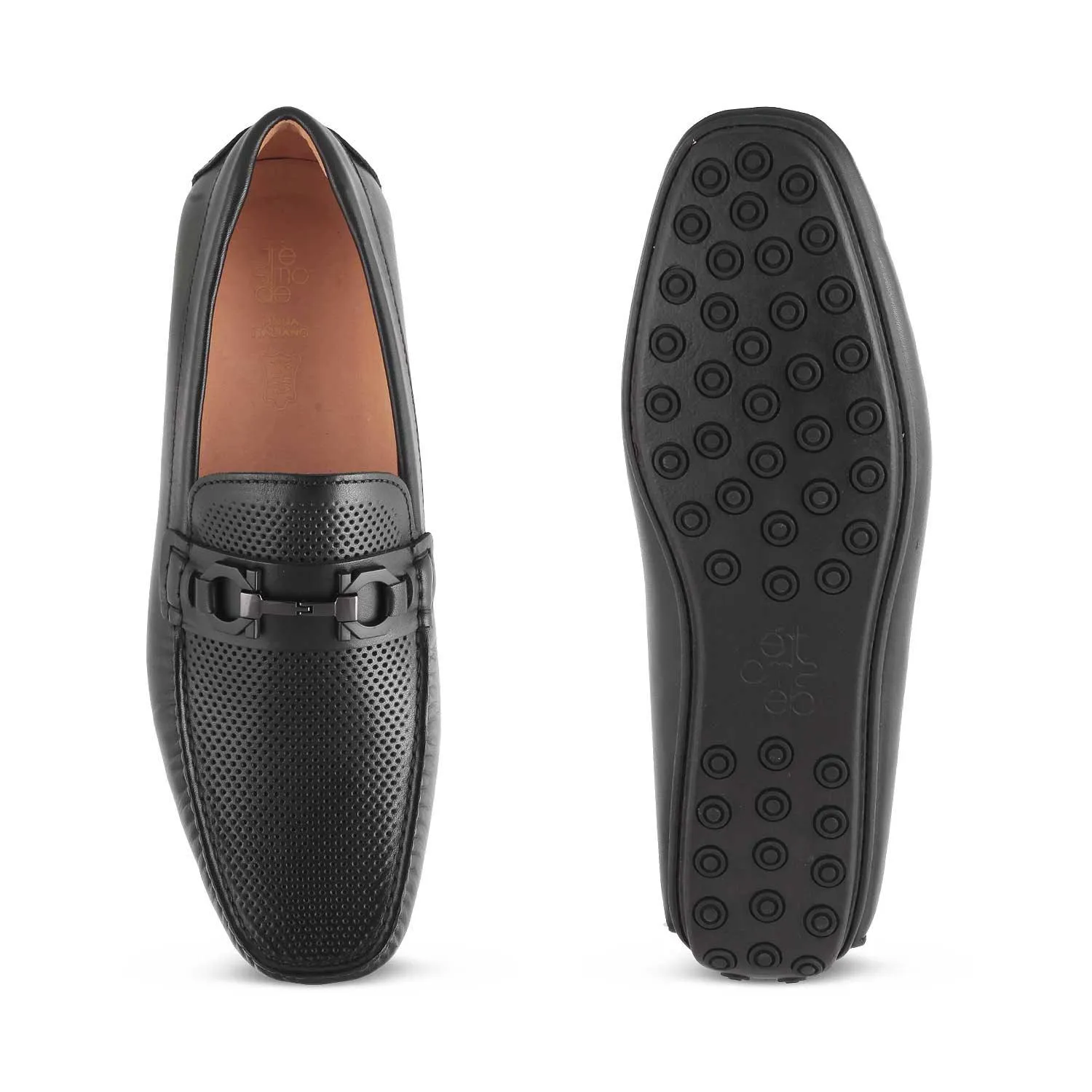 The Roma Black Men's Leather Driving Loafers Tresmode